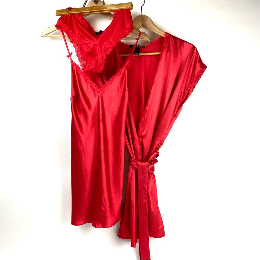 Victoria’s Secret Red Satin Lingerie Set with Robe